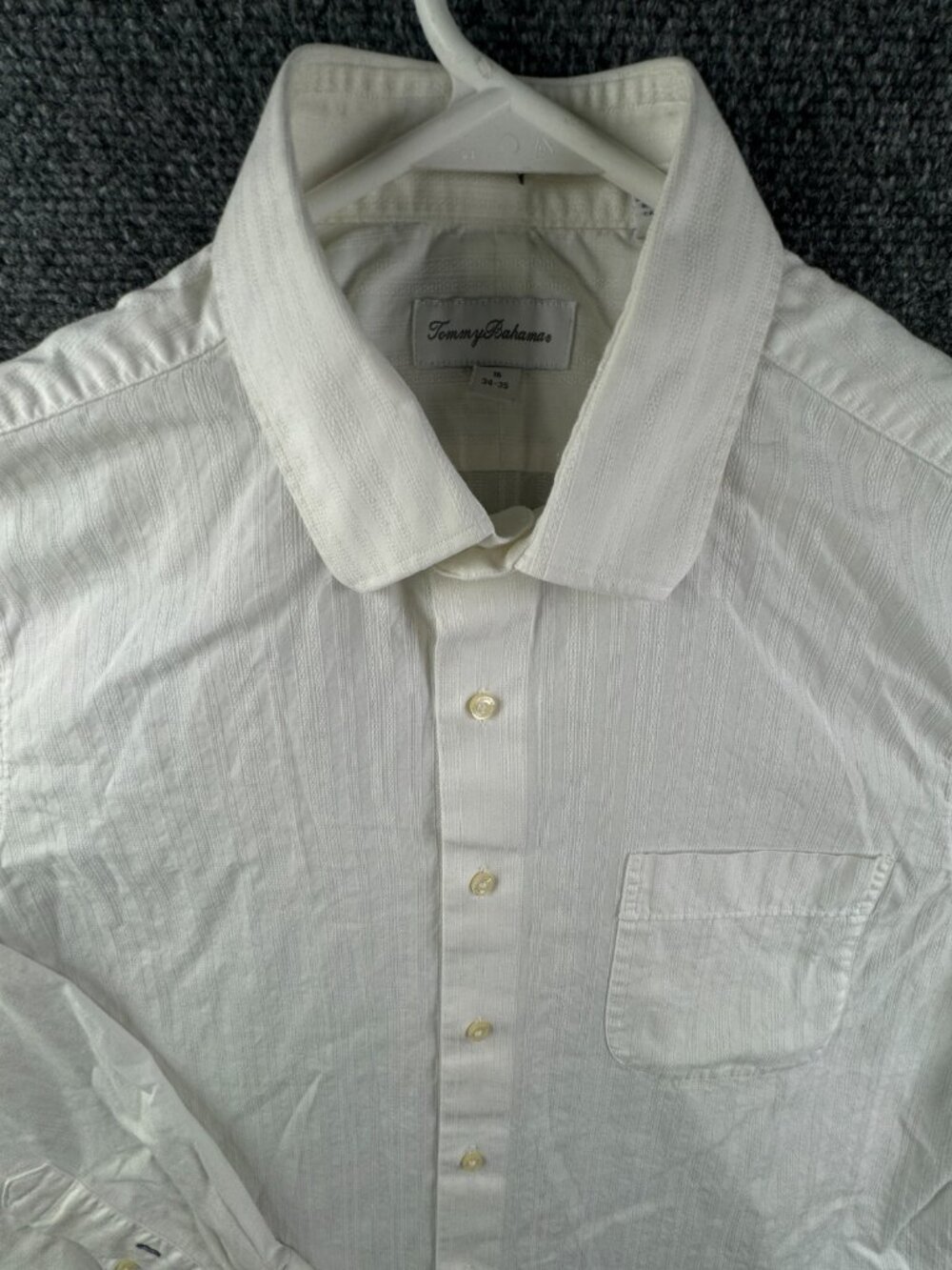 Tommy Bahama All Cotton White Button Up Shirt Long Sleeve Men 16 34/35 Adult